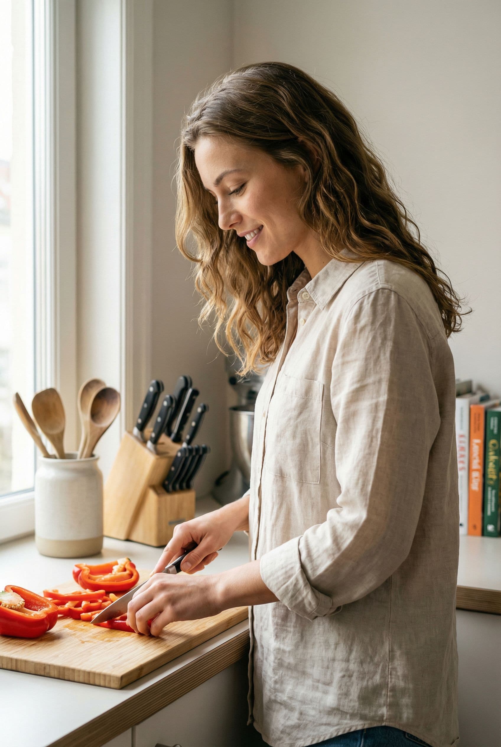AI Cooking Kitchen Dating Photos example showing a bright kitchen while preparing food