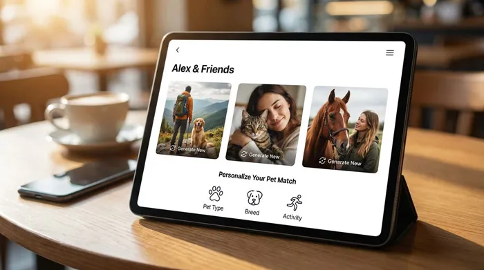 Dating profile image for cat, horse, and dog lovers generated by AI - Fotto.AI